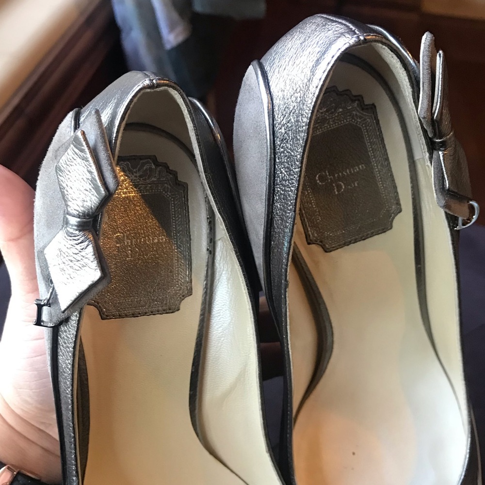 Christian Dior gray suede and metallic heels - Picture 6 of 10